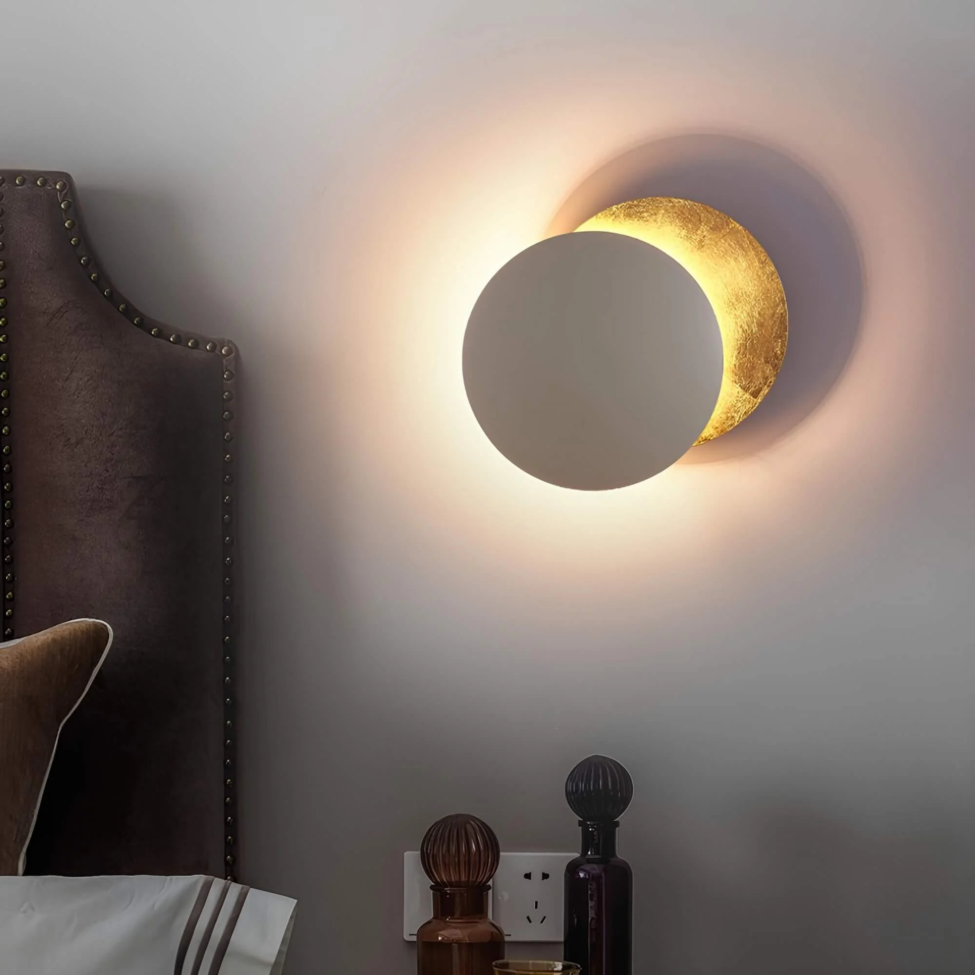 Eclipse Wandlampe Sonnenfinsternis Design Modern Led Lampe Gold Schwarz Xlumina5