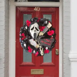 Screaming Ghost Wreath Black Rose Wreath Halloween
