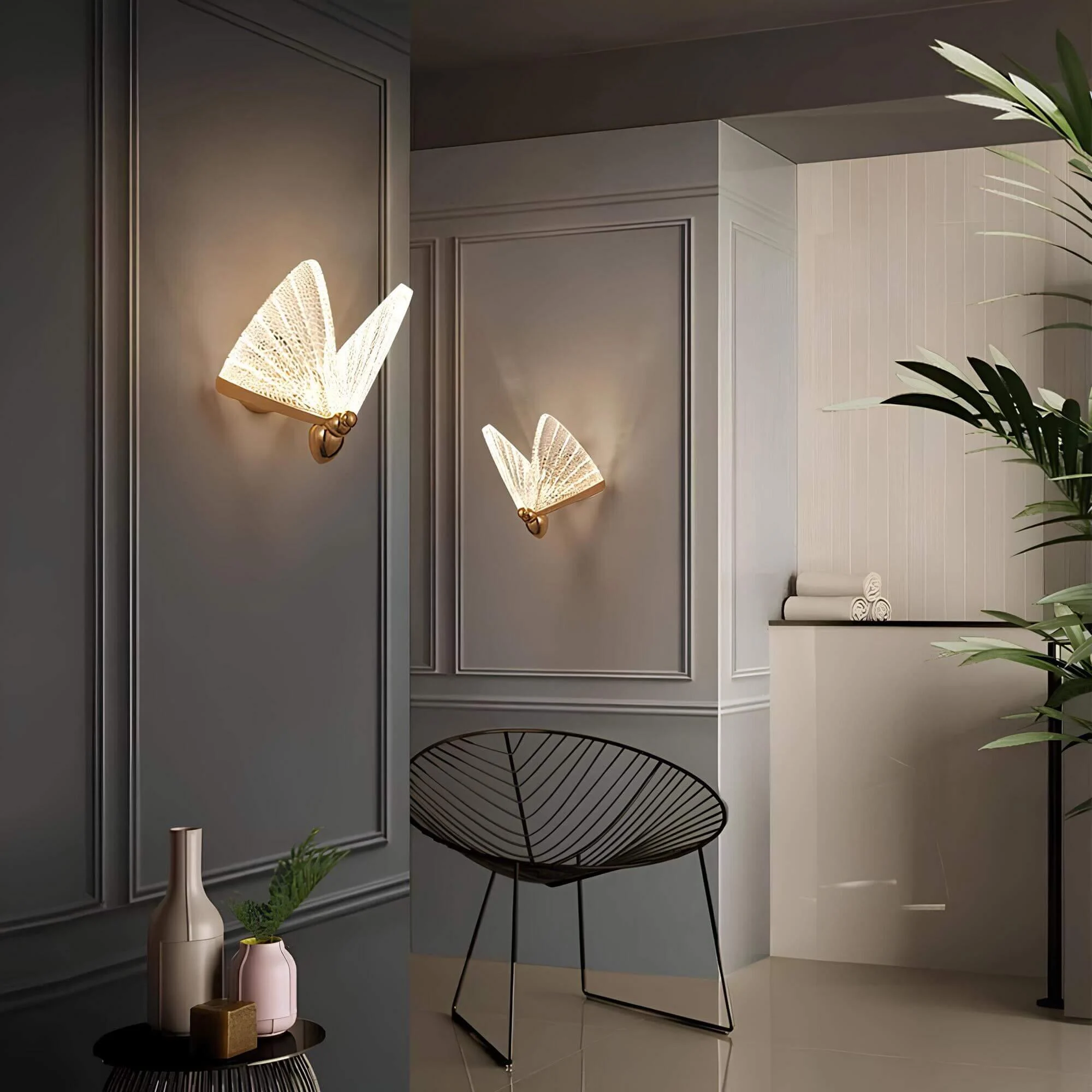 Elegante Schmetterlings Wandleuchte Holzoptik Led Energieeffizient Natur Wohnzimmer Deko Xlumina 2