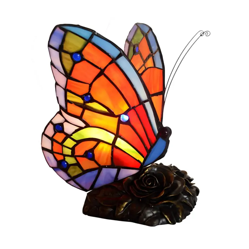 Elegantelicht nachttischlampe schmetterlingskopf rosenbasis warme beleuchtung romantische lampe xlumina3
