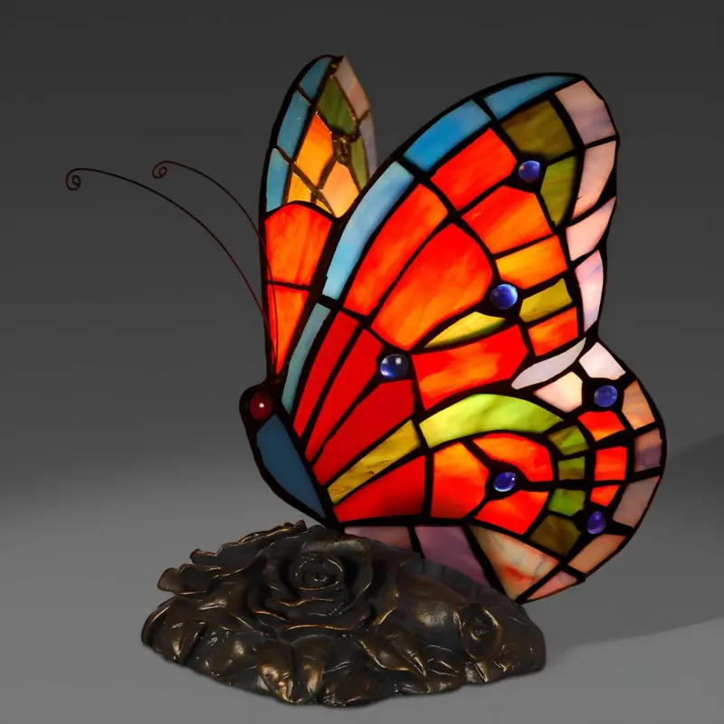 Elegantelicht nachttischlampe schmetterlingskopf rosenbasis warme beleuchtung romantische lampe xlumina4