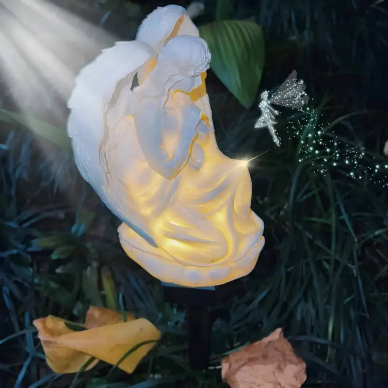 Eternallight engel harz solarlampe led gartenbeleuchtung energiesparend wetterfest xlumina6