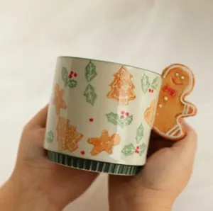 Hand-Painted Gingerbread Man Christmas Ceramic Mug