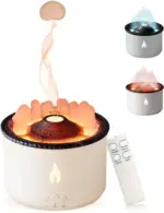 FYGfVolcano Flame Air Humidifier Light Ultrasonic Essential Oil Aroma Diffuser for Home Room Fragrance Jellyfish Mist