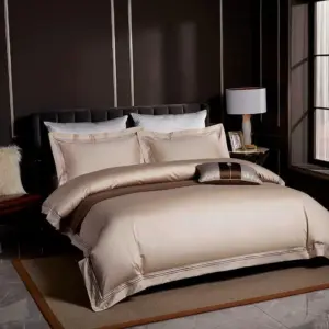 Homeko Kilim Beige Embroidered Edge Egyptian Cotton Bedding Set
