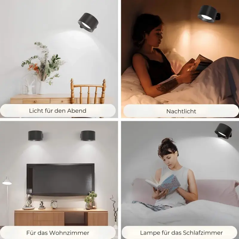 Flexilamp kabellose 360 grad wandlampe schwarz weiss gold silber wiederaufladbar modern design xlumina12