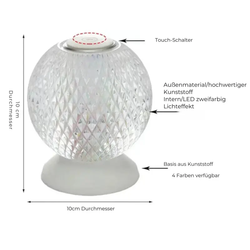 Flexiluxe kristall tischleuchte drahtlos dimmbar led kristall tischlampe elegant modern xlumina