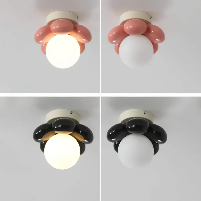 Floraaura plafondlampe skandinavisches blumenmuster deckenleuchte modern led lichtquelle weiss schwarz xlumina10