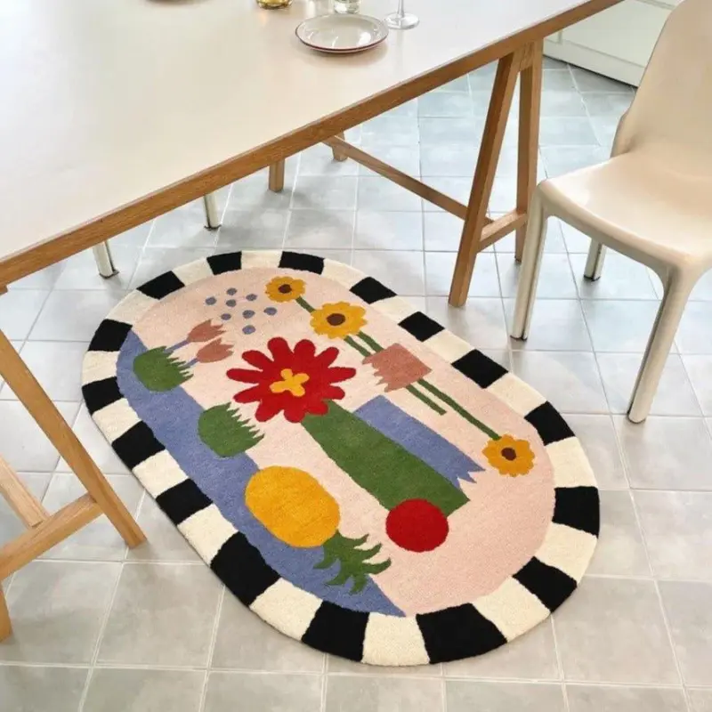 Florals checkered mat