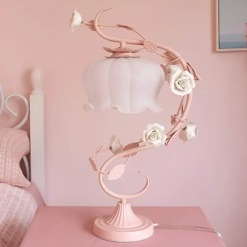 Floralux tischlampe mit keramikrose pastorale stil tischleuchte innenbeleuchtung xlumina4
