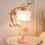 Floralux tischlampe mit keramikrose pastorale stil tischleuchte innenbeleuchtung xlumina5