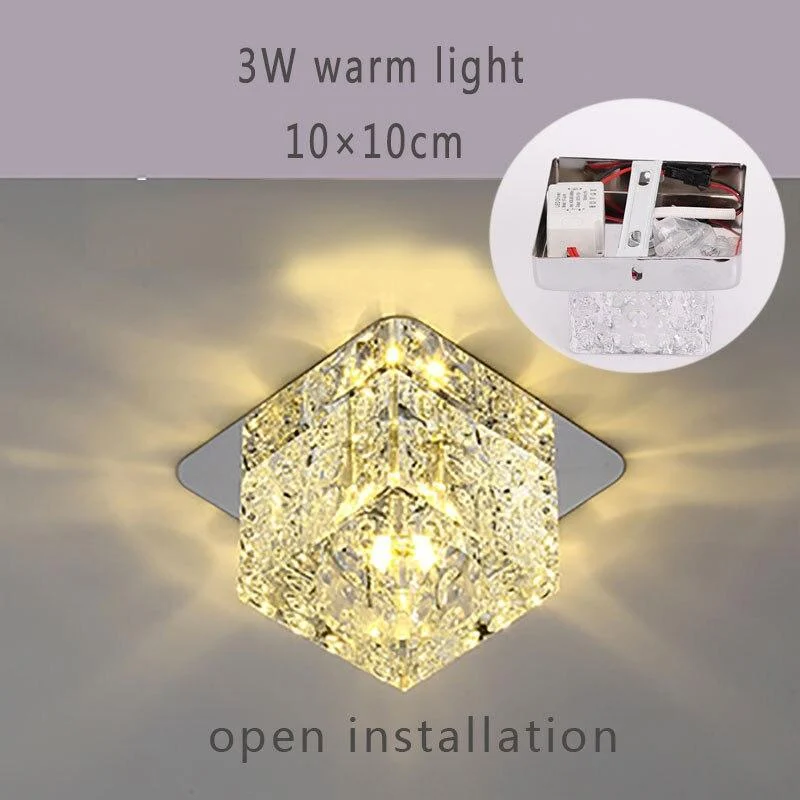 Flush Mount Aisle Crystal Square Ceiling Lights Led 3w5w Modern 146860