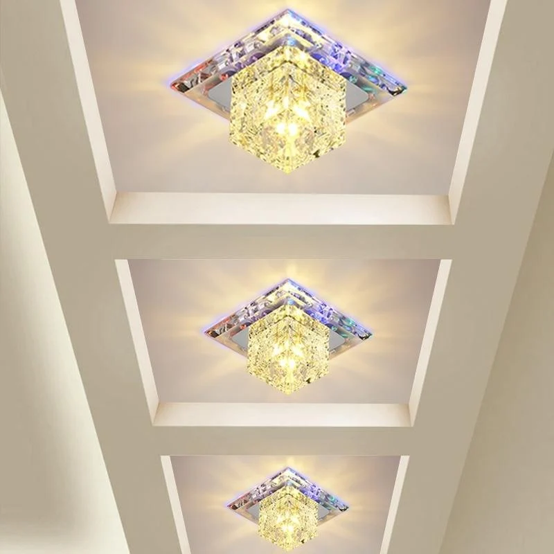 Flush Mount Aisle Crystal Square Ceiling Lights Led 3w5w Modern 271251