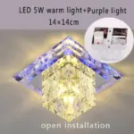 Flush mount aisle crystal square ceiling lights led 3w5w modern