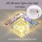 Flush mount aisle crystal square ceiling lights led 3w5w modern