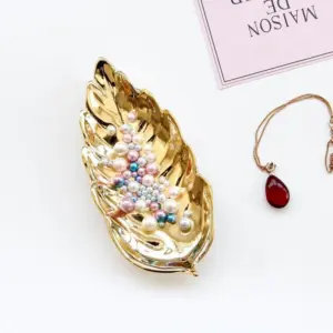 Preppy Golden Spring Leaf Trinket Dish