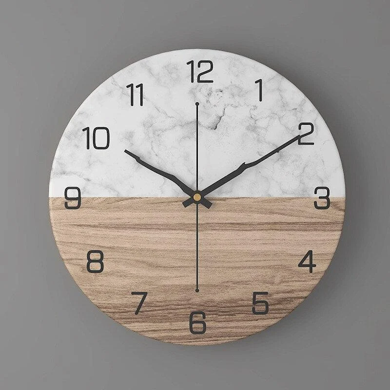 G4wwnordic Mode Klok Muur Home Decor Marmeren Textuur Metalen Woonkamer Ronde 12inch Horloge Reloj De Pared