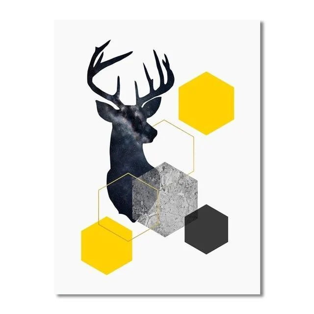 Geometric Nordic Style Starry Abstract Deer Wall Art Print Picture Canvas Painting Poster Unframed 440878