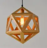 Geometric solid wood pendant lights with bulb