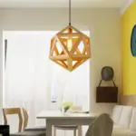 Geometric solid wood pendant lights with bulb