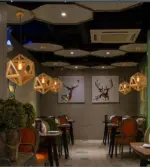 Geometric solid wood pendant lights with bulb