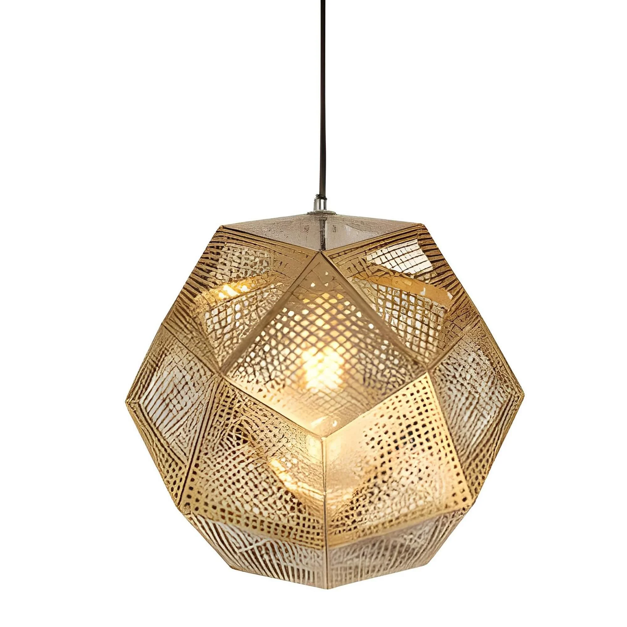 Geometrische Runde Haengelampe Metall Lichtdesign Modern Schwarz Gold Silber Xlumina