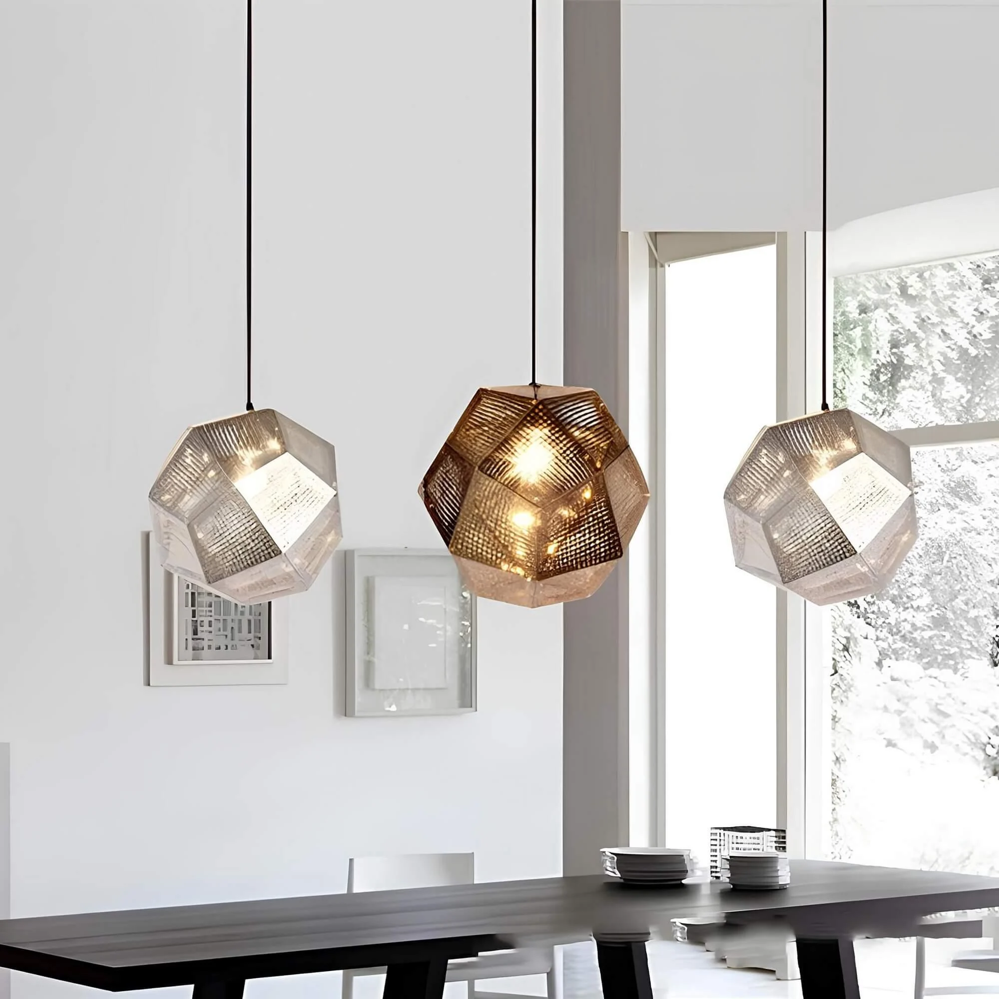 Geometrische Runde Haengelampe Metall Lichtdesign Modern Schwarz Gold Silber Xlumina13