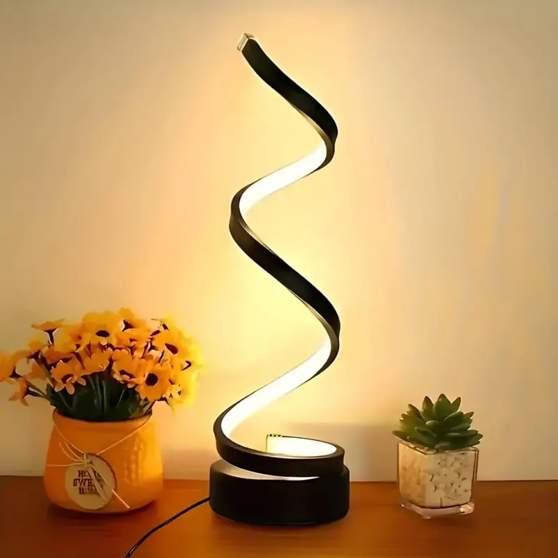 Gloedcurve spiral tischlampe modern led schwarz weiss gold wohnzimmer xlumina2