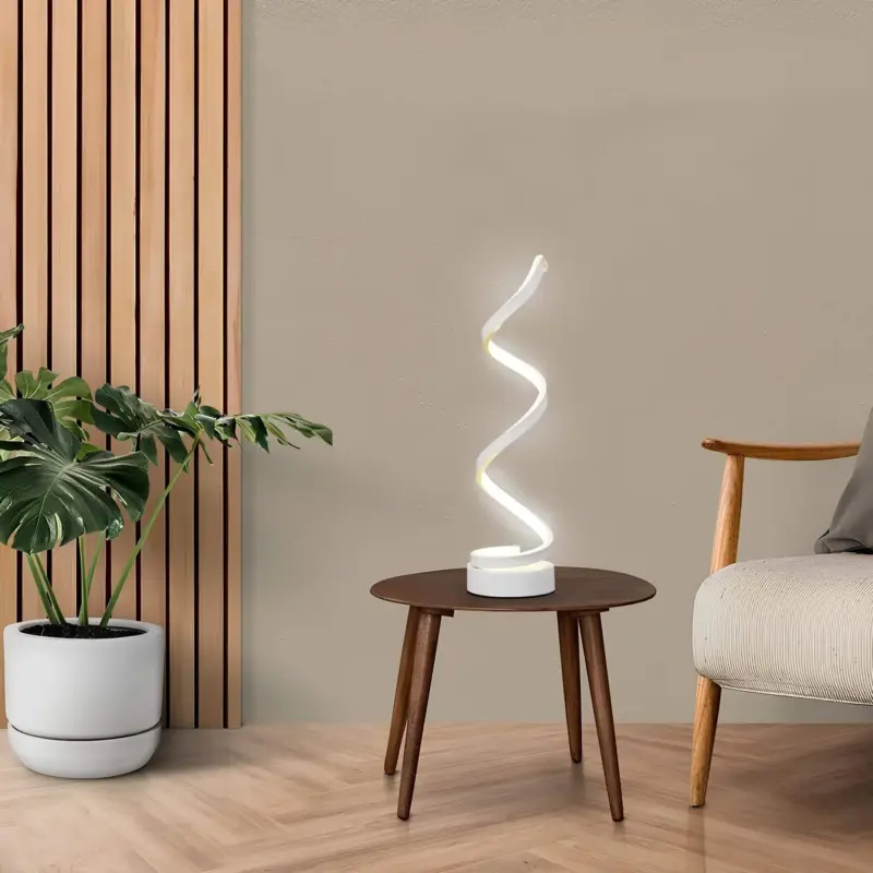Gloedcurve spiral tischlampe modern led schwarz weiss gold wohnzimmer xlumina4