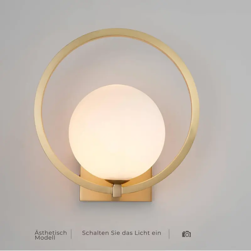 Gloedsphere moderne wandlampe runde glaskugel 1 lichtquelle gold schwarz elegant wandbeleuchtung xlumina7