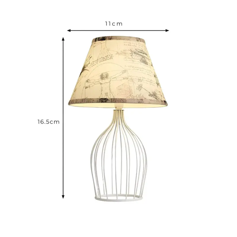 Glolight kegel tischlampe mit drahtfuss metall stoffschirm wohnzimmer buro beleuchtung xlumina7