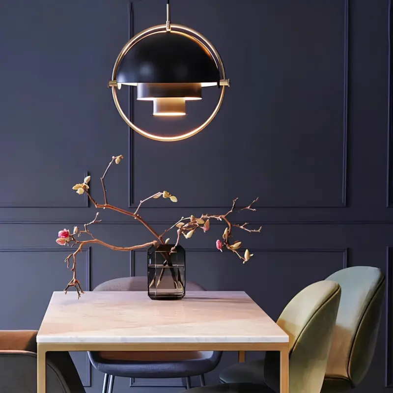 Glowironflex flexible design deckenlampe schwarz gold modern wohnzimmer xlumina