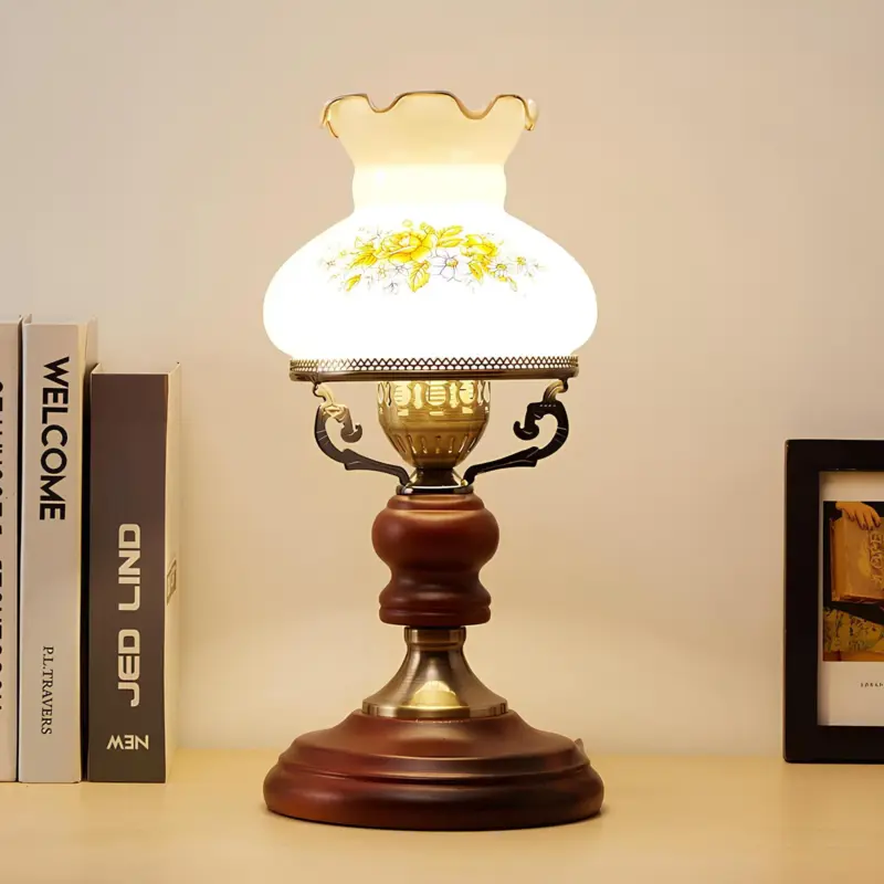 Glowsophie urnen tischlampe rotes braunes finish wohnzimmer beleuchtung xlumina