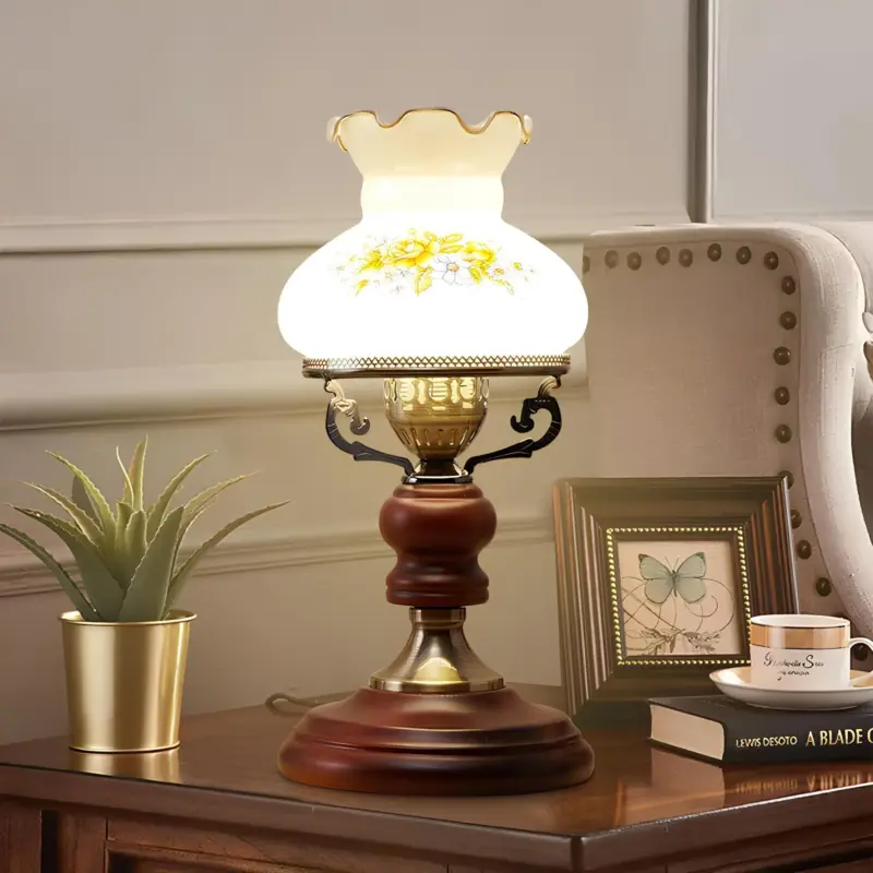 Glowsophie urnen tischlampe rotes braunes finish wohnzimmer beleuchtung xlumina