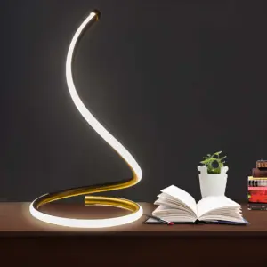 Homeko - Spiral-Pebble Gel Light Gold Table Lamp