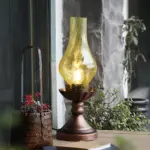Glowthijs kerosin retro nachttischlampe craykle glas bernstein rauchgrau vintage stil xlumina