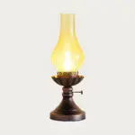 Glowthijs kerosin retro nachttischlampe craykle glas bernstein rauchgrau vintage stil xlumina