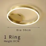 Gold circular led rings ceiling light chandelier