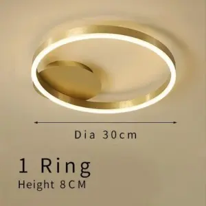 Gold Circular LED Rings Ceiling Light Chandelier