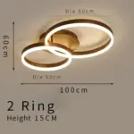 Gold circular led rings ceiling light chandelier