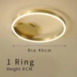 Gold circular led rings ceiling light chandelier