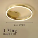 Gold circular led rings ceiling light chandelier