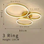 Gold circular led rings ceiling light chandelier