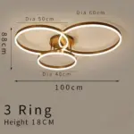 Gold circular led rings ceiling light chandelier
