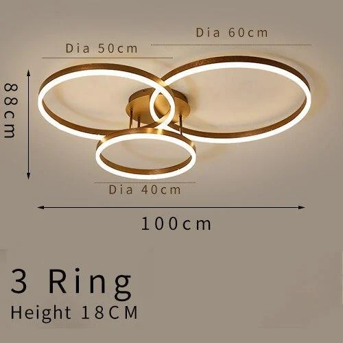 Gold Circular Led Rings Ceiling Light Chandelier 355476