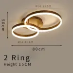 Gold circular led rings ceiling light chandelier