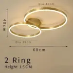 Gold circular led rings ceiling light chandelier