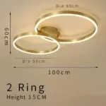 Gold circular led rings ceiling light chandelier