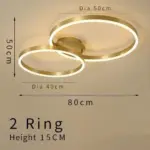 Gold circular led rings ceiling light chandelier