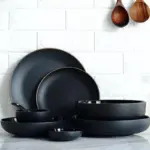 gold-edge-matte-black-ceramic-accent-plate-dinner-plate-soap-bowl-tableware-dinner-set Gold edge matte black ceramic accent plate dinner plate soap bowl tableware dinner set
